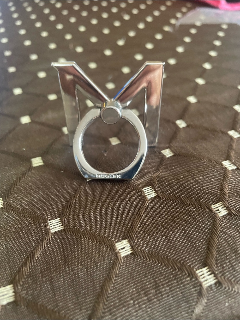 Mugler Gold M Logo Ring Phone Grip